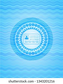 identification card icon inside water representation emblem background.