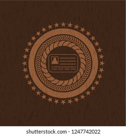 identification card icon inside wood emblem. Vintage.