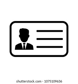 Identification card icon isolated on white background. Flat id logo for business, marketing, internet concept. Trendy modern vector symbol for web site design or mobile app.