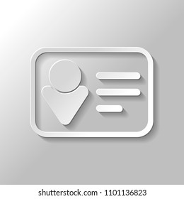 Identification card icon. Linear style. Paper style with shadow on gray background