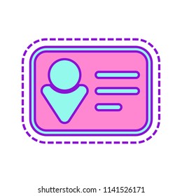Identification card icon. Linear style. Colored sketch with dotted border on white background