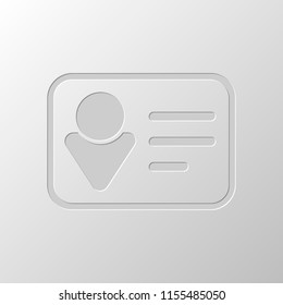 Identification card icon. Linear style. Paper design. Cutted symbol. Pitted style
