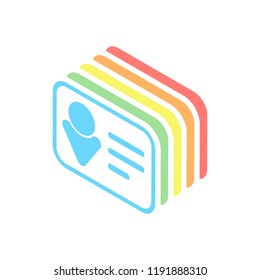 Identification card icon. Linear style. Stack of colorful isometric icons on white background