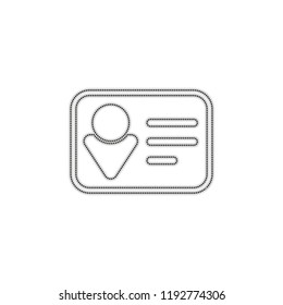 Identification card icon. Linear style. Dotted outline silhouette with shadow on white background