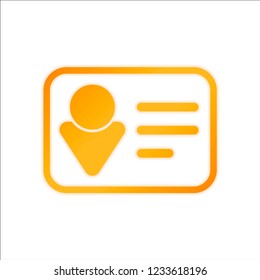 Identification card icon. Linear style. Orange sign with low light on white background