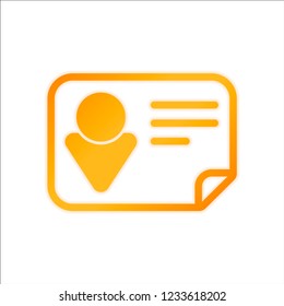 Identification card icon. Linear style. Orange sign with low light on white background
