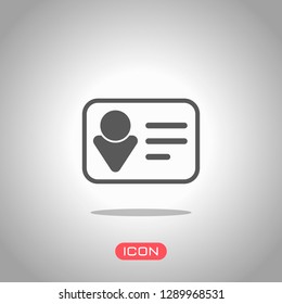 Identification card icon. Linear style. Icon under spotlight. Gray background