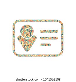 Identification card icon. Linear style. Colored mosaic with polygons