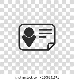 Identification card icon. Linear style. Black symbol on transparency grid