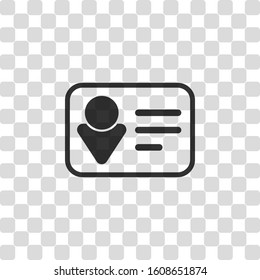 Identification card icon. Linear style. Black symbol on transparency grid