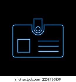 Identification card icon in neon light. Glowing ID card badge for design, logo, web site, social media, mobile app, ui. Vector illustration
