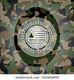 identification card icon on camo texture