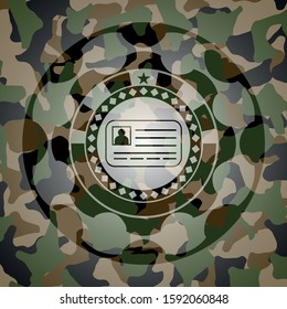 identification card icon on camo texture