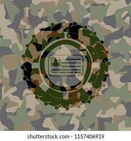 identification card icon on camouflaged pattern