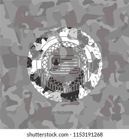 identification card icon on grey camo pattern