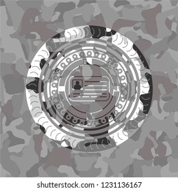 identification card icon on grey camo texture