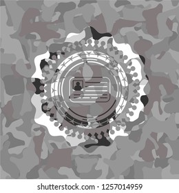 identification card icon on grey camo pattern