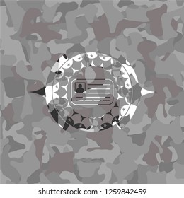 identification card icon on grey camo texture