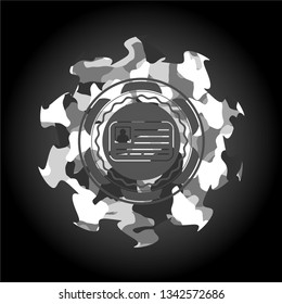 identification card icon on grey camouflaged texture