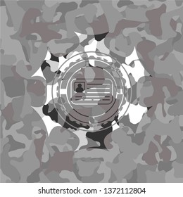 identification card icon on grey camo pattern