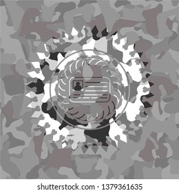 identification card icon on grey camouflaged texture