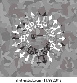 identification card icon on grey camo pattern