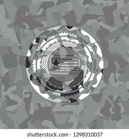 identification card icon on grey camouflage pattern