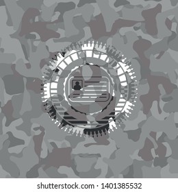 identification card icon on grey camo texture