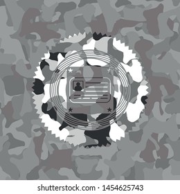 identification card icon on grey camouflaged pattern