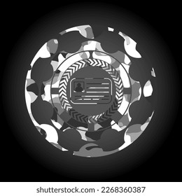 identification card icon on grey camouflaged pattern. 