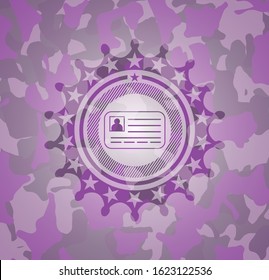 identification card icon on pink camouflaged texture