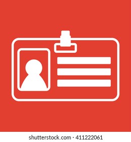 Identification Card icon on red background.
