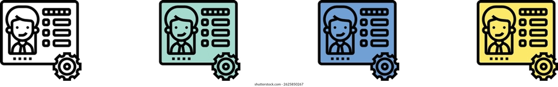identification card icon. Outline, Green, Blue and Yellow Style Design Isolated On White Background