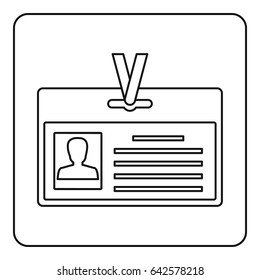 Identification card icon in outline style isolated vector illustration