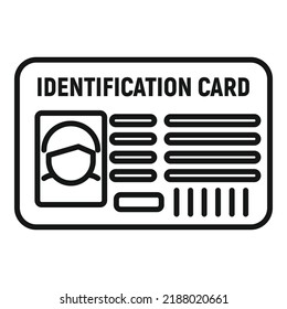 Vector de contorno de icono de tarjeta de identificación. Nombre de identificación. Acceso de Office