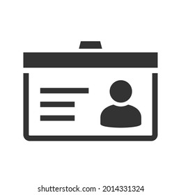 Icono de tarjeta de identificación. Icono de datos de información personal. Símbolo de detalles de la tarjeta de usuario o perfil, documento de identidad con foto de persona y texto. Conductor de coche, permiso de conducción, tarjeta de identificación