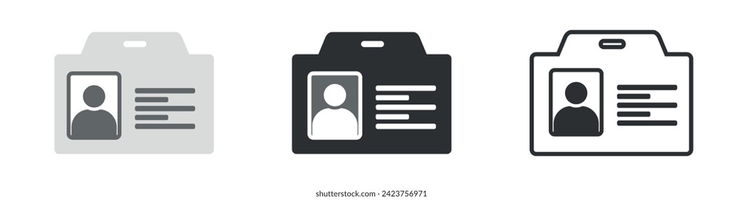 Identification Card icon set. Identification card outline icon set. Driver's license ID symbol. Editable stroke. Vector illustration