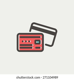 Identification card icon thin line for web and mobile, modern minimalistic flat design. Vector icon with dark grey outline and offset colour on light grey background.
