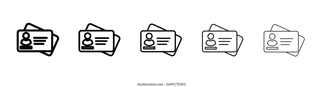 Conjunto de marca de logotipo de contorno delgado de ícono de tarjeta de Identificación