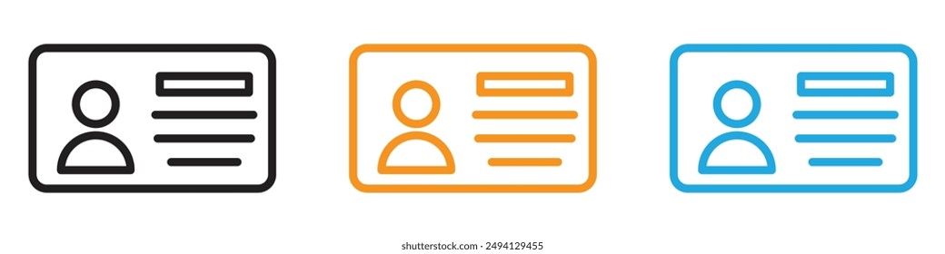 Identification card icon vector logo set collection for web app ui