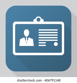 Identification card icon vector, profile solid illustration, pictogram isolated on gray. long shadow