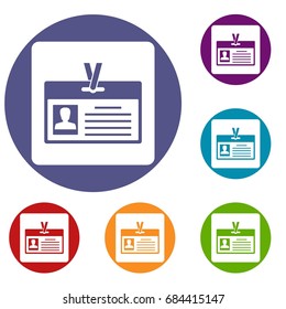 Identification card icons set
