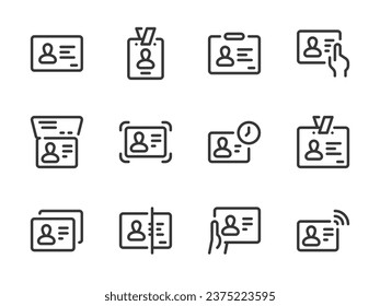 Identification Card and Identity Document vector line icons. Passport, Driver License and ID card outline icon set.
