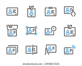 Identification Card and Identity Document vector line icons. Passport, Driver License and ID card outline icon set.