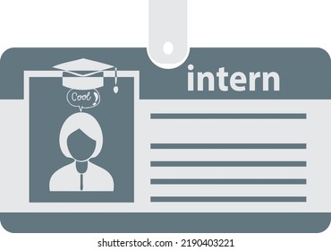 Identification card for a Intern on a clip. Vector illustration.