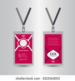Identification card with lanyard set isolated vector illustration. Blank plastic access card, name tag holder with pin ribbon, corporate card key, personal security badge, press event pass template.