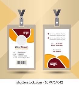 Identification card with lanyard set isolated vector illustration. Blank plastic access card, name tag holder with pin ribbon, corporate card key, personal security badge, press event pass template