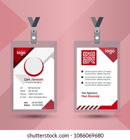 Identification card with lanyard set isolated vector illustration. Blank plastic access card, name tag holder with pin ribbon, corporate card key, personal security badge, press event pass template.