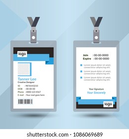 Identification card with lanyard set isolated vector illustration. Blank plastic access card, name tag holder with pin ribbon, corporate card key, personal security badge, press event pass template.