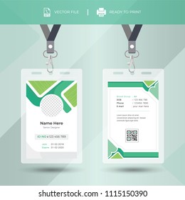 Identification card with lanyard set isolated vector illustration. Blank plastic access card, name tag holder with pin ribbon, corporate card key, personal security badge, press event pass template.
